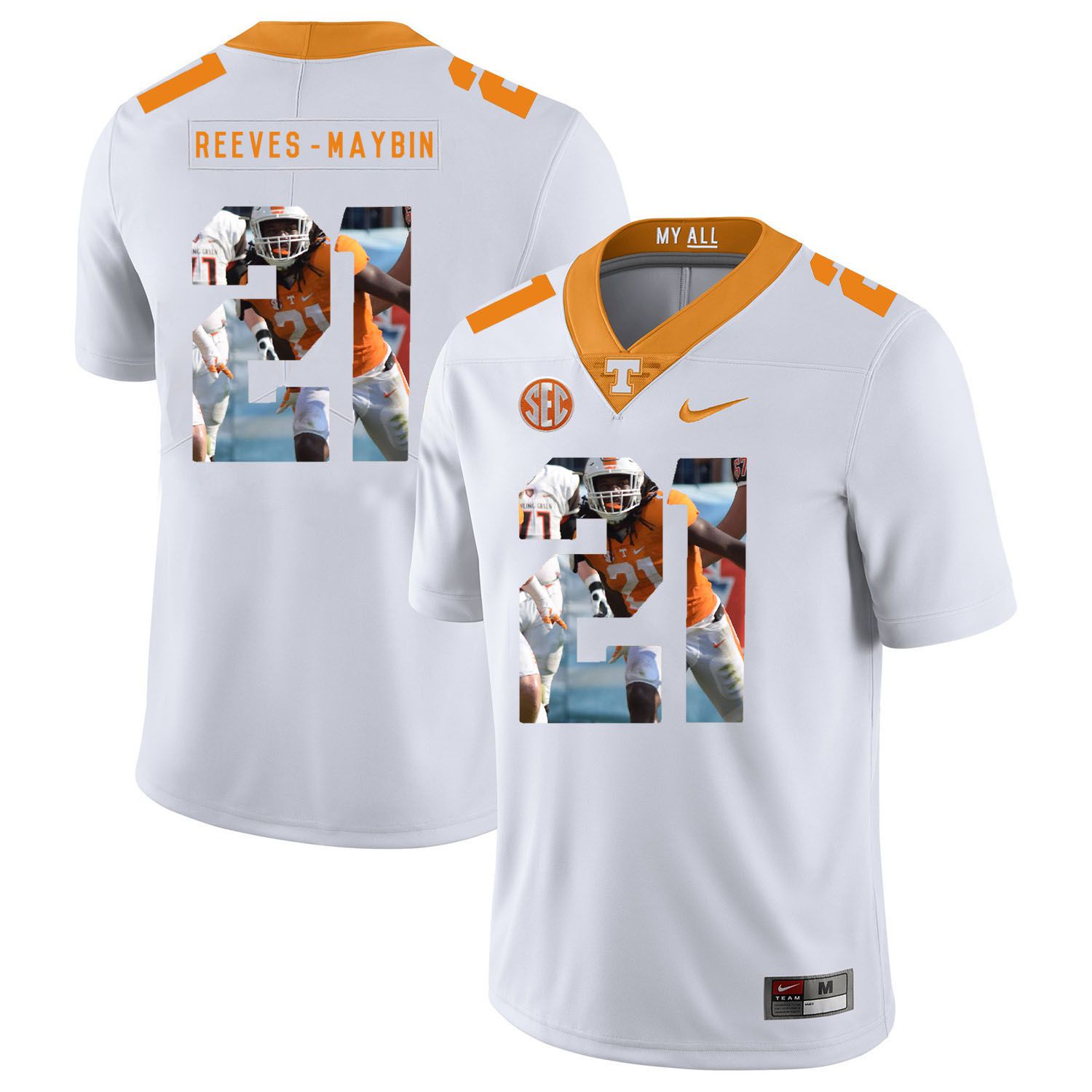 Men Tennessee Volunteers #21 Reeves-maybin White Fashion Edition Customized NCAA Jerseys
